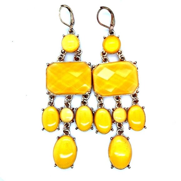 Mustard Color Statement Earrings - Picture 1 of 5